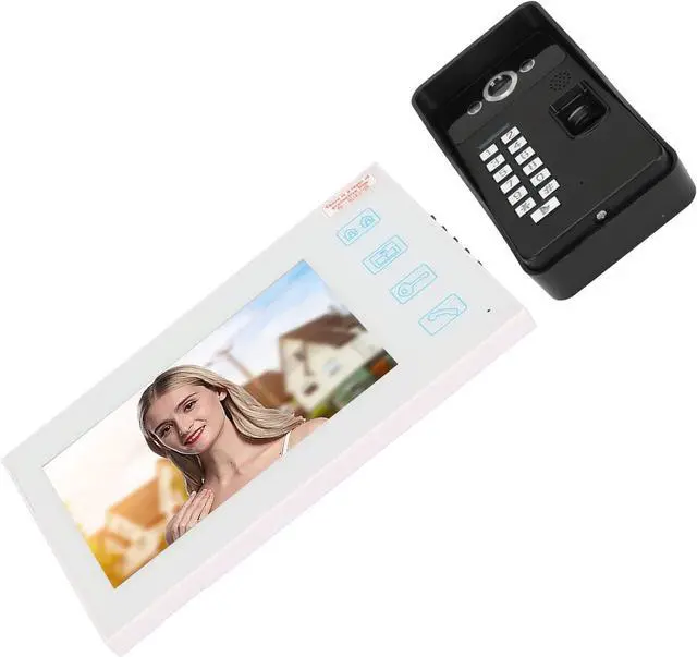 Alt view image 3 of 7 - Video Intercom System, Wall Mountable Monitor Video Doorbell Fingerprint Identification Password IR Cut Function with Night Vision for Villa for Office (US Plug)