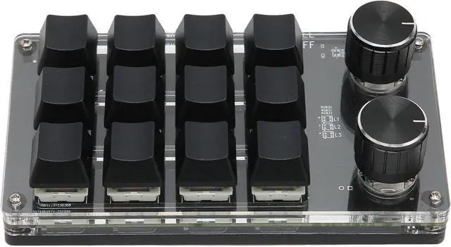 Main image of Mini Keypad 1 Handed Mechanical Keyboard Wired USB Programmable Macro RGB Knob, Blue Switch, Portable for PC