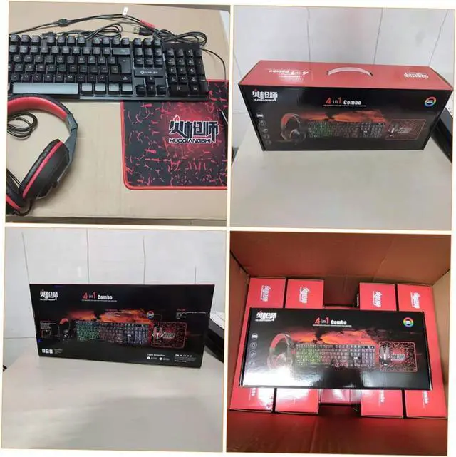 Alt view image 4 of 7 - Uonlytech 1set Wired Gaming Keys Backlit Keyboard Ergonomic Mouse Gaming Headset Mouse Pad