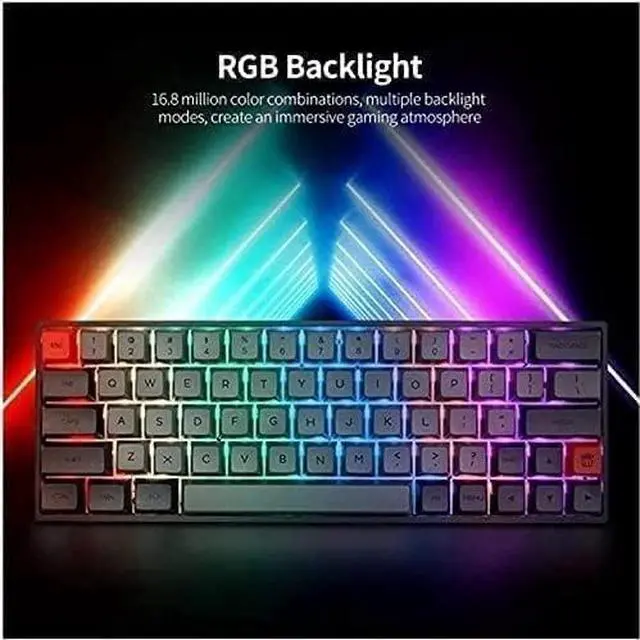 Alt view image 3 of 3 - PATINS Keyboard Wired Mechanical Gaming Keyboard 64 Keys RGB Backlight Keyboard with Detachable Cable Optical Switch and Black Gaming Keyboards Pbt Keycaps