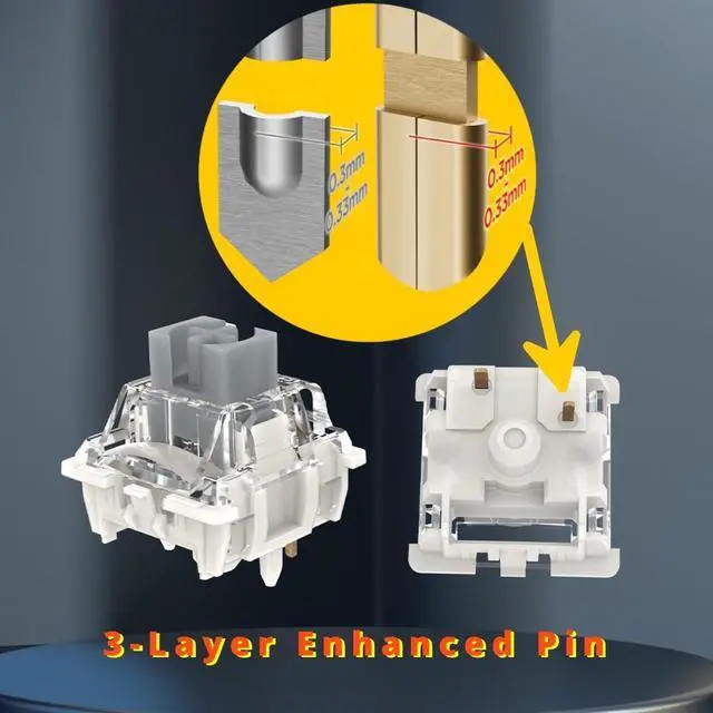 Alt view image 3 of 7 - GUYEKS Gateron KS-9 Pro 3.0 Silver pre Lubricated 5-pin Linear Switch Compatible with MX Mechanical Key Game Keyboard switches (72PCS,Pro Silver 3.0 5pin)