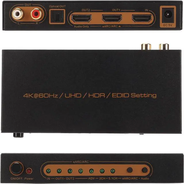 Alt view image 4 of 7 - HD Multimedia Interface Sound Extractor, DC 5V 1A 4K 60Hz HD Multimedia Interface ARC Sound Extractor for Computer Projector (US Plug)