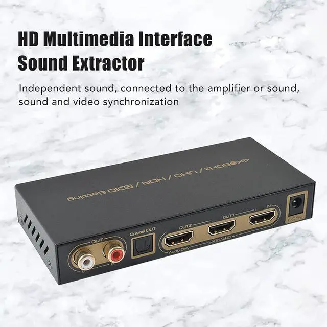 Alt view image 3 of 7 - HD Multimedia Interface Sound Extractor, DC 5V 1A 4K 60Hz HD Multimedia Interface ARC Sound Extractor for Computer Projector (US Plug)
