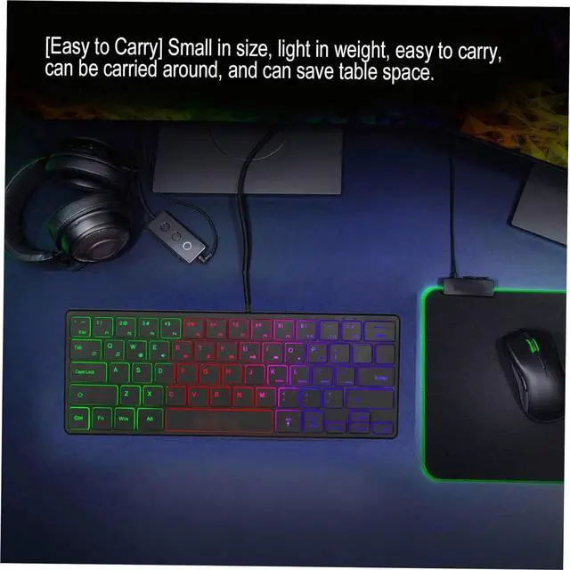 Alt view image 7 of 7 - FOPEAS Compact Gaming Keyboard  Wired 64 Key RGB Backlit Desktop Keyboard for Notebook Computer Accessories  Your Gaming Experience