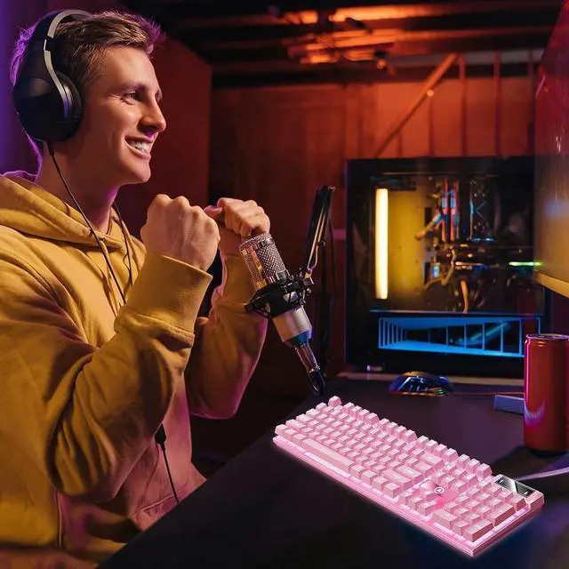 Alt view image 6 of 7 - Wired Floating Mechanical RGB Backlit Gaming Keyboard - USB, Portable, Cool Stuff Birthday Gifts for Men & Women (B)