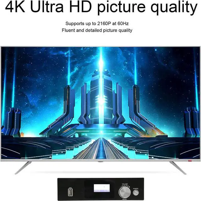 Alt view image 3 of 7 - HD Multimedia Interface Sound Decoder, Sound Decoder 100-240V LCD Panel Display Metal 5.1 Analog Output System for HDCP 2.2 HDR for PC for TV (US Plug)