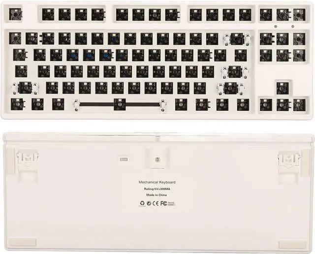 Alt view image 5 of 7 - KOSDFOGE 87 Keys RGB Modular Mechanical Keyboard, TKL Wired Gaming DIY Kit W/Hot Swap Switch Sockets ABS Aluminum Alloy Modular Mechanical Keyboard for DIY(White)