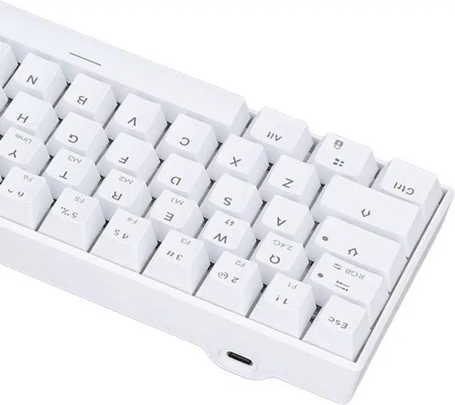 Alt view image 7 of 7 - 64 Keys Mechanical Keyboard, 2.4G BT3.0 5.0 Type C Wired 3 Mode Connection Ergonomic RGB White Mechanical Keyboard for PC Gaming(Brown Switch)