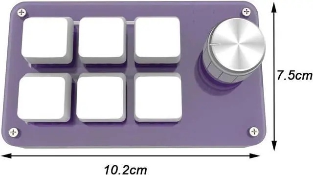 Alt view image 4 of 7 - USB Mini 6-Key Keypad, Multifunctional Programmable Mechanical Gaming Keypad with Knob, One-Handed Macro Keyboard, Plug and Play, for Office Game Music Media Industrial Control