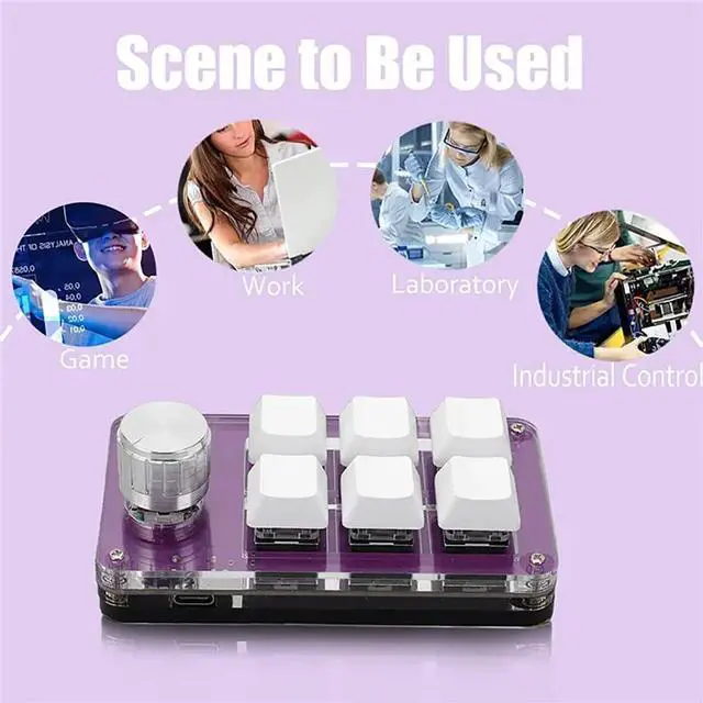 Alt view image 7 of 7 - USB Mini 6-Key Keypad, Multifunctional Programmable Mechanical Gaming Keypad with Knob, One-Handed Macro Keyboard, Plug and Play, for Office Game Music Media Industrial Control