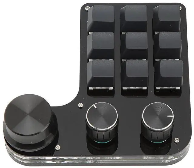 Alt view image 5 of 7 - Mini Gaming Keypad 9 Keys, One Handed Programmable Keyboards with RGB Backlit and 3 Knobs, Compatible for Window Only, Easy to Use