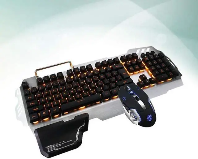 Alt view image 6 of 6 - Keyboard Rainbow Backlit Wired Gaming Keyboard Mouse Combo, LED Backlight 104 Keys USB Ergonomic Wrist Rest Keyboard,for Computer Game and Work