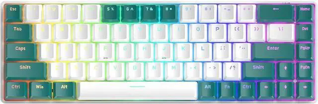 Main image of T8 60% Mechanical Gaming Keyboard, 68 Keys Mini Programmable Wired Keyboard, Type-C RGB Backlit Keyboard (Aqua Edition Red Switch)