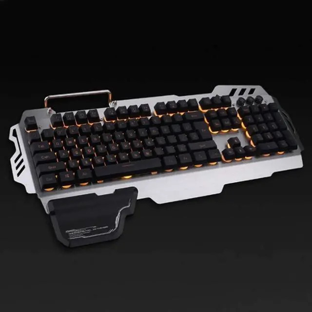 Alt view image 3 of 7 - QINERSAW Keyboard Rainbow Backlit Wired Gaming Keyboard Mouse Combo,LED 104 Keys USB Ergonomic Wrist Rest Keyboard,for Windows Desktop,Computer (Black)