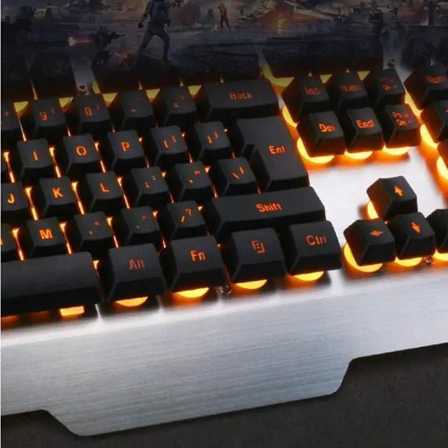 Alt view image 6 of 7 - QINERSAW Keyboard Rainbow Backlit Wired Gaming Keyboard Mouse Combo,LED 104 Keys USB Ergonomic Wrist Rest Keyboard,for Windows Desktop,Computer (Black)