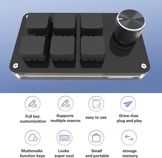Alt view image 4 of 7 - SIKAI CASE Programmable Macro Keyboard,6 Key Macro Mechanical Gaming Macro Keypad,Custom Knob KeyPad, Hot swappable Switch Gaming Keyboard,Wired programmable keypad with Drawing Programming Video