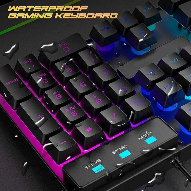 Alt view image 6 of 7 - NCRD RGB Gaming Keyboard and Backlit Mouse Combo, USB Wired Backlit Keyboard, LED Gaming Keyboard Mouse Set
