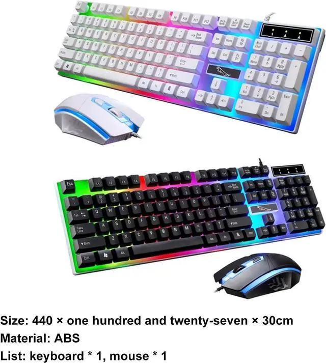 Alt view image 5 of 6 - Gaming Keyboards and Mouse, 1 Set G21 Wired Keyboard Sensitive Plug Play ABS RGB Backlight 1600dpi Mouse for Computer