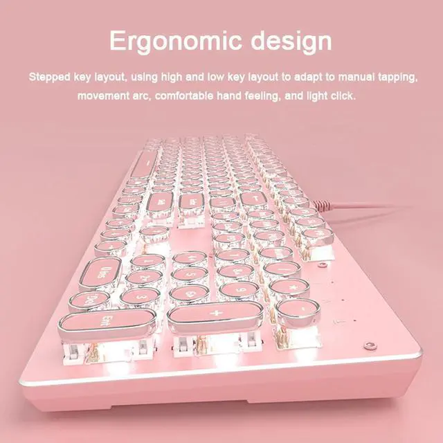 Alt view image 3 of 7 - LJFLI Gaming Keyboard Wireless Punk Keyboard Game Office Retro Punk Steam Keyboard