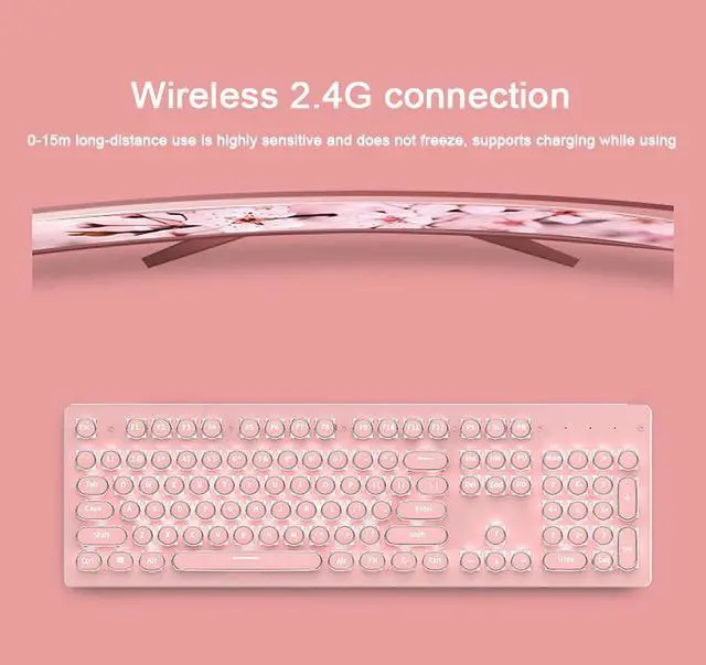 Alt view image 4 of 7 - LJFLI Gaming Keyboard Wireless Punk Keyboard Game Office Retro Punk Steam Keyboard