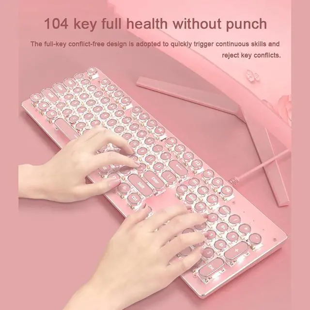 Alt view image 5 of 7 - LJFLI Gaming Keyboard Wireless Punk Keyboard Game Office Retro Punk Steam Keyboard