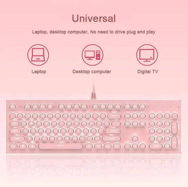 Alt view image 6 of 7 - LJFLI Gaming Keyboard Wireless Punk Keyboard Game Office Retro Punk Steam Keyboard