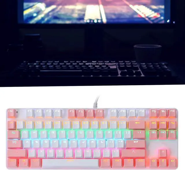 Alt view image 4 of 7 - Mechanical Gaming Keyboard, Gaming Keyboard, Keyboard Mechanical Gaming 87 Key Mixed Light Computer Supplies for Desktop Laptop K100(Style 2)