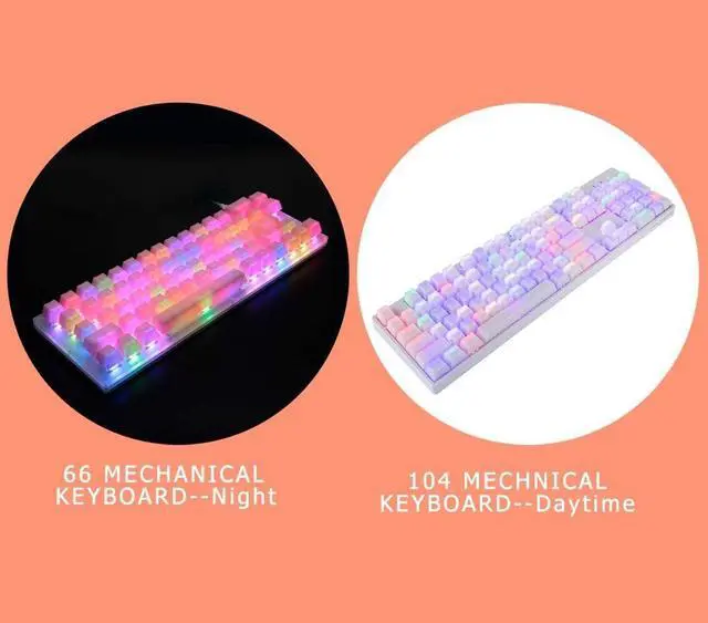 Alt view image 4 of 7 - POM Jelly Keycaps Doubleshot Translucent OEM Profile for 61/87/104/108 Keys PC Gaming Mechanical Keyboards (Rainbow)