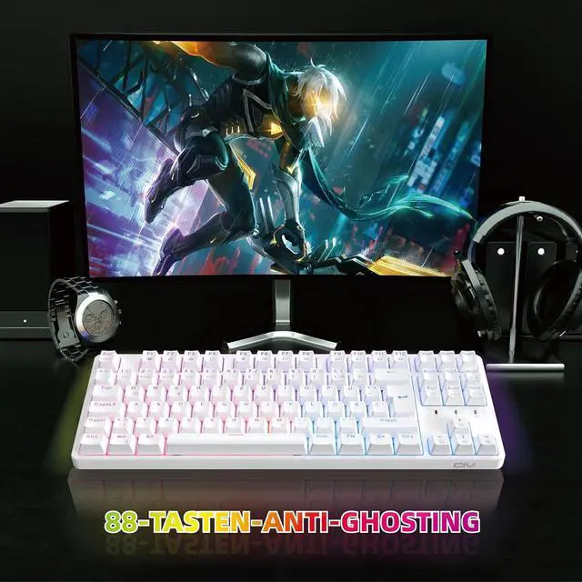 Alt view image 4 of 6 - CIY X77 Hot-Swappable Mechanical Keyboard/RGB Gaming Keyboard/USB C/Anti Ghosting/N-Key Rollover/Compact Layout 87 Key/Magnetic Upper Cover/for Mac Windows (White and Brown Switch)