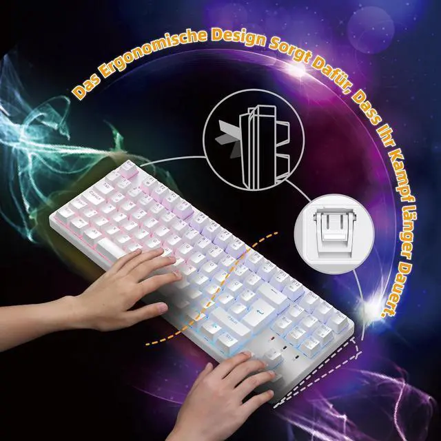 Alt view image 5 of 6 - CIY X77 Hot-Swappable Mechanical Keyboard/RGB Gaming Keyboard/USB C/Anti Ghosting/N-Key Rollover/Compact Layout 87 Key/Magnetic Upper Cover/for Mac Windows (White and Brown Switch)