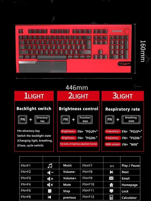 Alt view image 2 of 7 - Gaming Keyboard and Mouse Combo with Headset, 104 Keys Blue Switch 100% Anti-ghosting, 3200 DPI Optical Mouse, Lighted Headset with Microphone, All-in-One Gaming Set for Windows PC (Red)