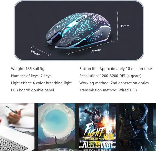 Alt view image 6 of 7 - Gaming Keyboard and Mouse Combo with Headset, 104 Keys Blue Switch 100% Anti-ghosting, 3200 DPI Optical Mouse, Lighted Headset with Microphone, All-in-One Gaming Set for Windows PC (Red)