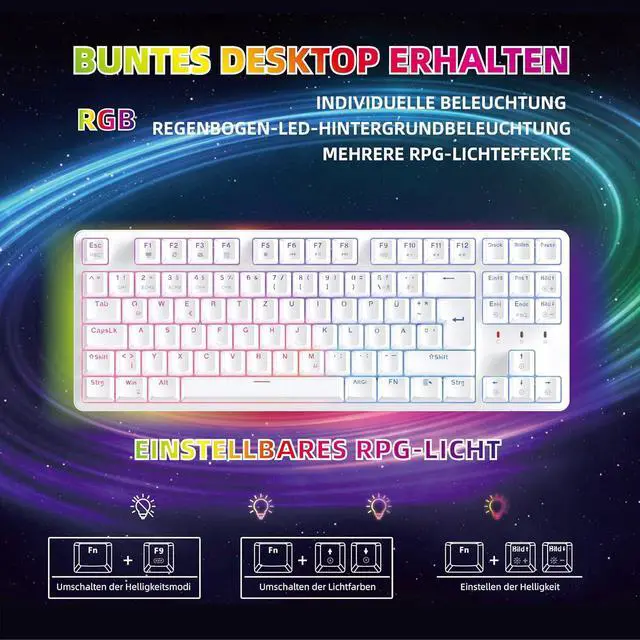 Alt view image 2 of 6 - CIY X77 Hot-Swappable Mechanical Keyboard/RGB Gaming Keyboard/USB C/Anti Ghosting/N-Key Rollover/Compact Layout 87 Key/Magnetic Upper Cover/for Mac Windows (White and Brown Switch)