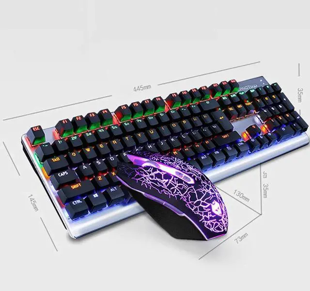 Alt view image 5 of 7 - Mechanical Keyboard and Mouse Combo, Wired Keyboard with Colorful LED Backlit and Mouse with 4 Adjustable DPI for Gaming PC/Laptop/MAC/Windows (Black (Mixed Light))
