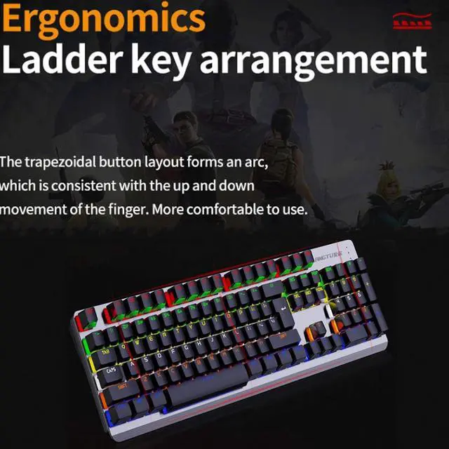 Alt view image 2 of 7 - Mechanical Keyboard and Mouse Combo, Wired Keyboard with Colorful LED Backlit and Mouse with 4 Adjustable DPI for Gaming PC/Laptop/MAC/Windows (Black (Mixed Light))