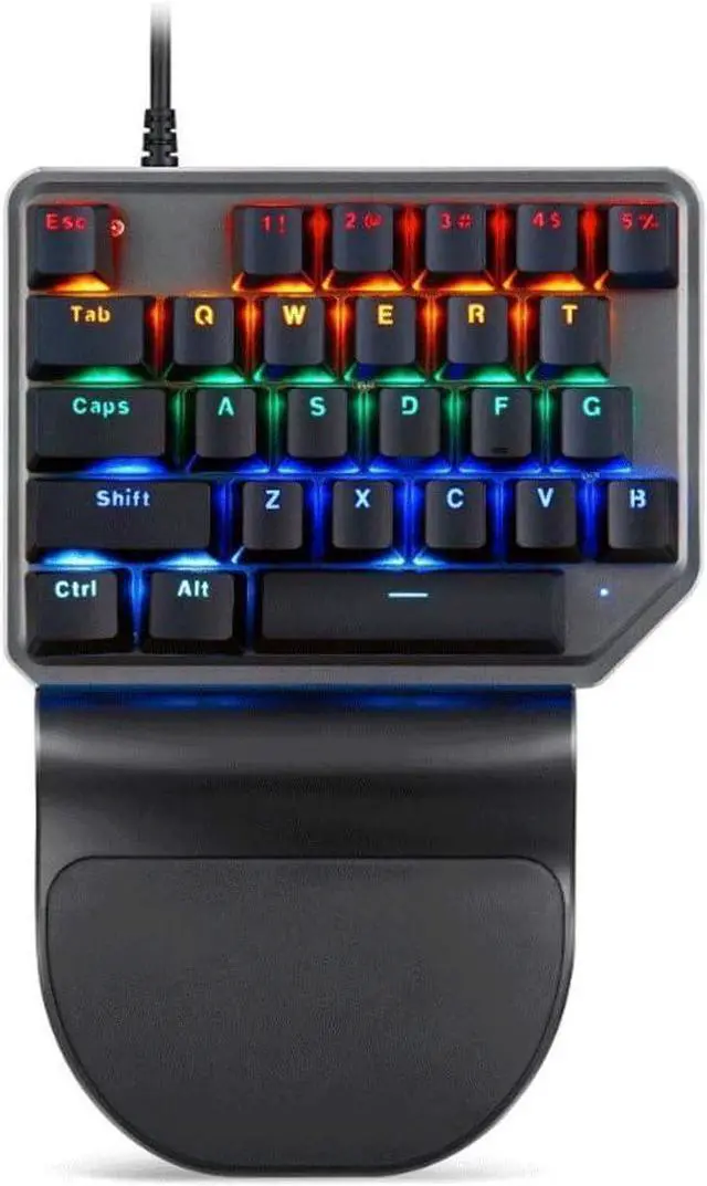 Main image of One Handed Gaming Keyboard,27 Keys,Blue Switch,9 RGB Backlit USB Wired Mechanical Gaming Keyboard for Keyboard Computer/PC/Desktop/Laptop