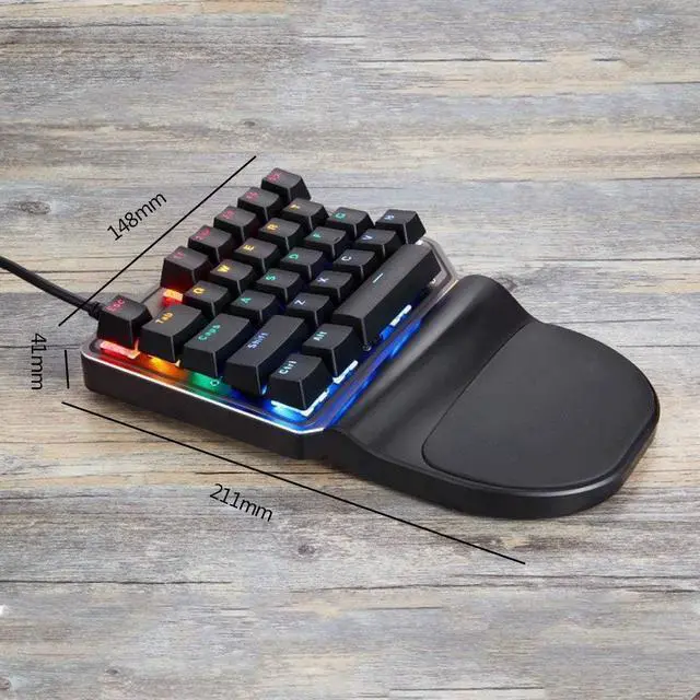Alt view image 2 of 7 - One Handed Gaming Keyboard,27 Keys,Blue Switch,9 RGB Backlit USB Wired Mechanical Gaming Keyboard for Keyboard Computer/PC/Desktop/Laptop