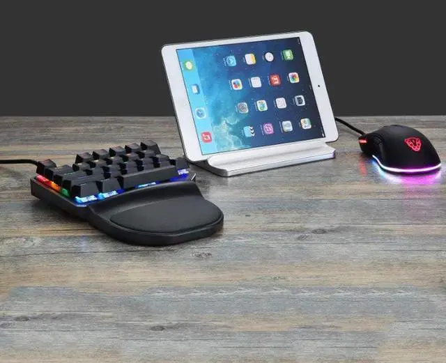 Alt view image 6 of 7 - One Handed Gaming Keyboard,27 Keys,Blue Switch,9 RGB Backlit USB Wired Mechanical Gaming Keyboard for Keyboard Computer/PC/Desktop/Laptop