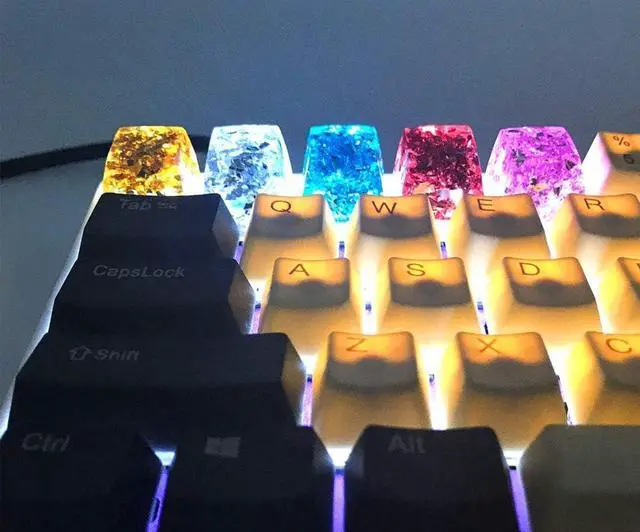Main image of Handmade Resin & Foil Artisan Backlit Keycaps Translucent Key Caps OEM Profile for Cherry MX Gaming Mechanical Keyboard