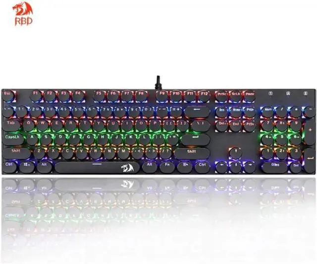 Main image of Mechanical Gaming Keyboard 104 Keys Multicolor LED Backlit Anti-Ghosting Water-Proof K350S Typewriter Keyboard Cyan Switches 2017 New Version(Black)