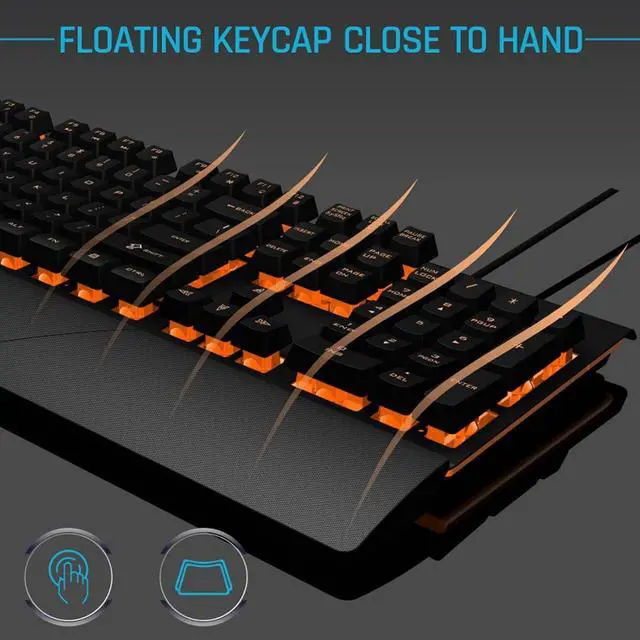 Alt view image 3 of 7 - Mechanical Gaming Keyboard, Wired RGB Gaming Keyboard with Ergonomic Wrist Rest, 104 Keys USB Computer Keyboard for Laptop/Desktop/PC (Black)