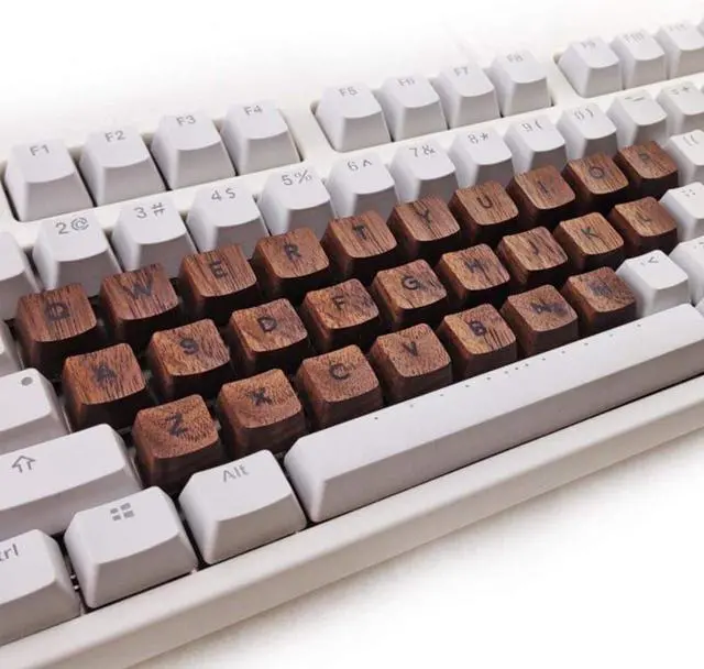 Main image of Solid Wood Backlit Keycaps for Cherry Mx Switch Mechanical Gaming Keyboard Customized OEM Profile Black Walnut Wooden Key Caps