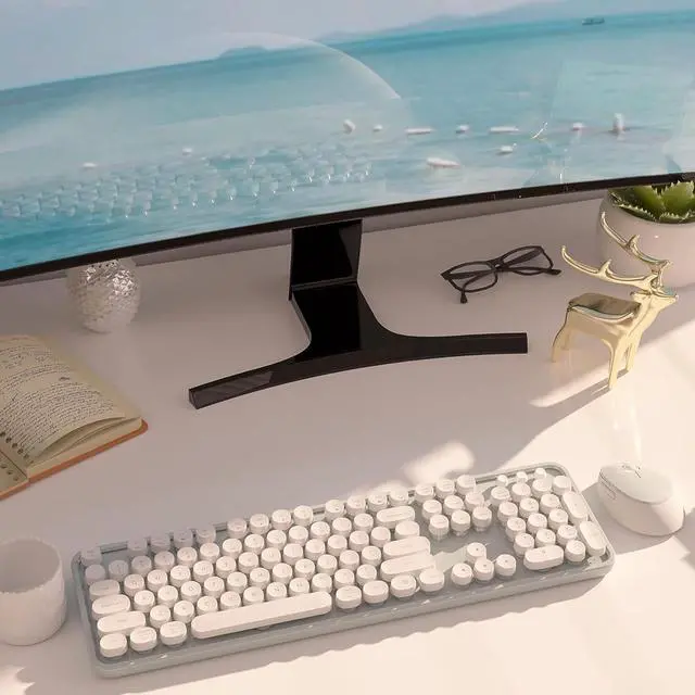 Alt view image 2 of 7 - Youker Wireless Keyboard and Mouse Combo, 2.4GHz USB Wireless Connection Retro Keyboard with Numeric Keypad and Optical Mice Set Colorful Keyboard and Mice for PC/Laptop/Mac/Windows XP/7/8/10/11