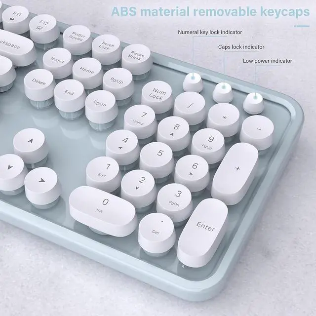 Alt view image 4 of 7 - Youker Wireless Keyboard and Mouse Combo, 2.4GHz USB Wireless Connection Retro Keyboard with Numeric Keypad and Optical Mice Set Colorful Keyboard and Mice for PC/Laptop/Mac/Windows XP/7/8/10/11