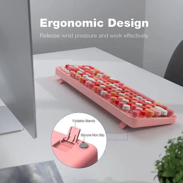 Alt view image 3 of 7 - Youker Wireless Keyboard and Mouse Combo, 2.4GHz USB Wireless Connection Retro Keyboard with Numeric Keypad and Optical Mice Set Colorful Keyboard and Mice for PC/Laptop/Mac/Windows XP/7/8/10/11