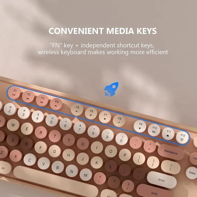 Alt view image 4 of 7 - Youker Wireless Keyboard and Mouse Combo, 2.4GHz USB Wireless Connection Retro Keyboard with Numeric Keypad and Optical Mice Set Colorful Keyboard and Mice for PC/Laptop/Mac/Windows XP/7/8/10/11