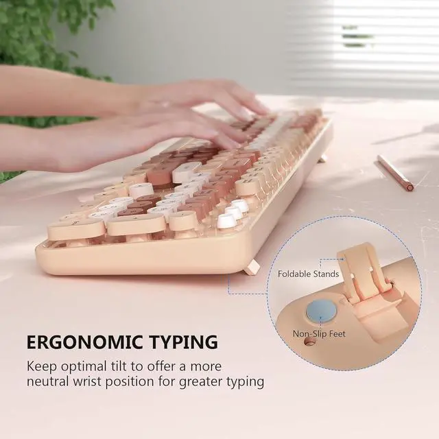 Alt view image 7 of 7 - Youker Wireless Keyboard and Mouse Combo, 2.4GHz USB Wireless Connection Retro Keyboard with Numeric Keypad and Optical Mice Set Colorful Keyboard and Mice for PC/Laptop/Mac/Windows XP/7/8/10/11