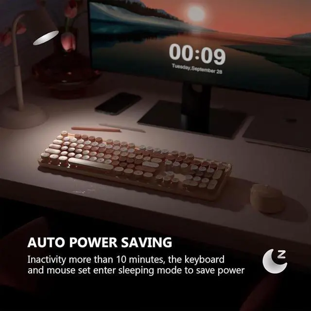 Alt view image 6 of 7 - Youker Wireless Keyboard and Mouse Combo, 2.4GHz USB Wireless Connection Retro Keyboard with Numeric Keypad and Optical Mice Set Colorful Keyboard and Mice for PC/Laptop/Mac/Windows XP/7/8/10/11