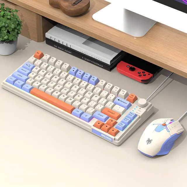 Alt view image 3 of 5 - Lancoon Wired Keyboard and Mouse Combo with Colorful Light 81 Keys Multimedia Function Volume Knob Ergonomic Mice Adjustable DPI for PC Laptop Computer