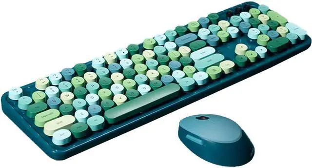 Main image of Youker Wireless Keyboard and Mouse Combo, 2.4GHz USB Wireless Connection Retro Keyboard with Numeric Keypad and Optical Mice Set Colorful Keyboard and Mice for PC/Laptop/Mac/Windows XP/7/8/10/11